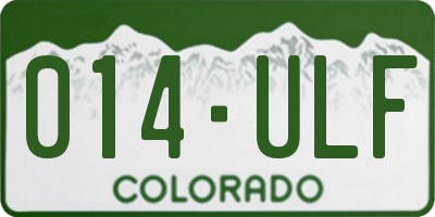 CO license plate 014ULF