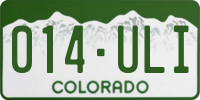 CO license plate 014ULI