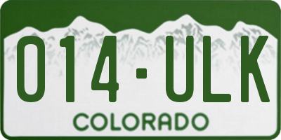 CO license plate 014ULK