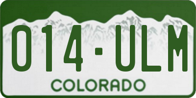 CO license plate 014ULM