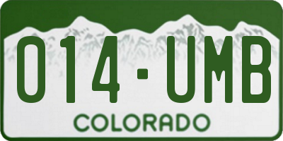 CO license plate 014UMB