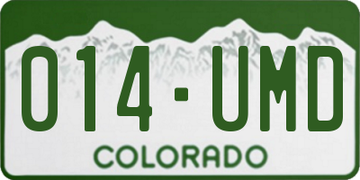 CO license plate 014UMD