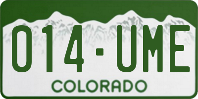 CO license plate 014UME