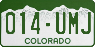 CO license plate 014UMJ