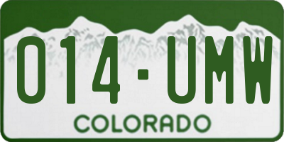 CO license plate 014UMW