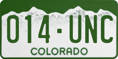 CO license plate 014UNC
