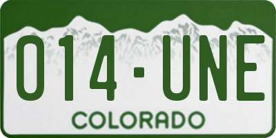 CO license plate 014UNE