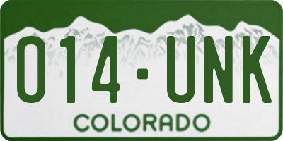 CO license plate 014UNK