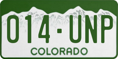 CO license plate 014UNP