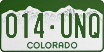 CO license plate 014UNQ