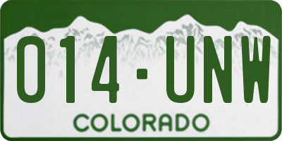 CO license plate 014UNW