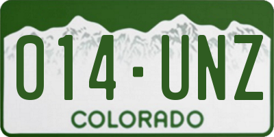 CO license plate 014UNZ