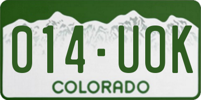 CO license plate 014UOK