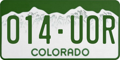 CO license plate 014UOR