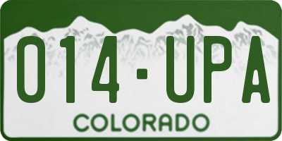 CO license plate 014UPA