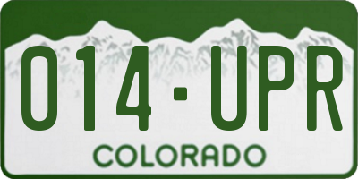 CO license plate 014UPR