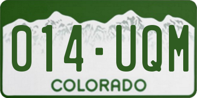CO license plate 014UQM
