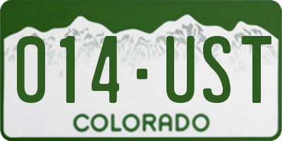 CO license plate 014UST