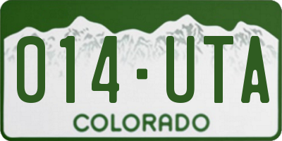 CO license plate 014UTA