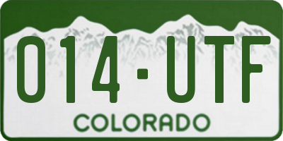 CO license plate 014UTF