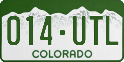 CO license plate 014UTL