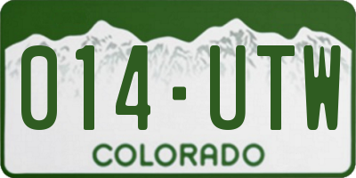 CO license plate 014UTW