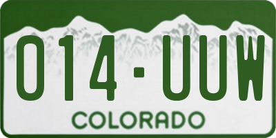 CO license plate 014UUW