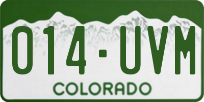 CO license plate 014UVM