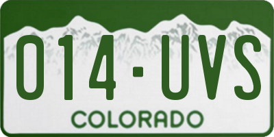 CO license plate 014UVS
