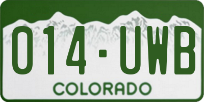 CO license plate 014UWB