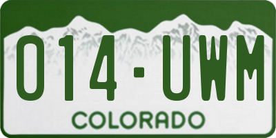 CO license plate 014UWM