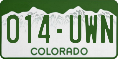 CO license plate 014UWN