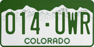 CO license plate 014UWR