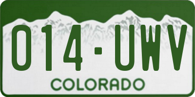 CO license plate 014UWV