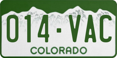 CO license plate 014VAC