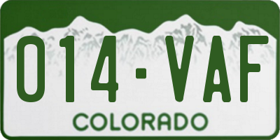 CO license plate 014VAF