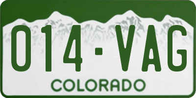 CO license plate 014VAG