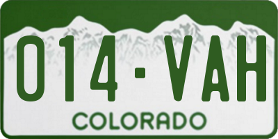 CO license plate 014VAH