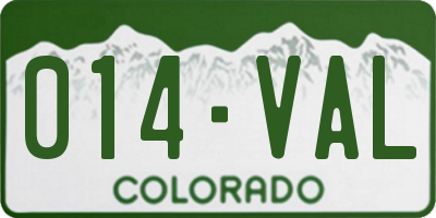 CO license plate 014VAL