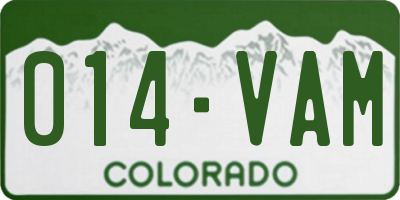 CO license plate 014VAM