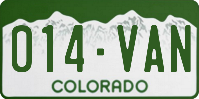 CO license plate 014VAN