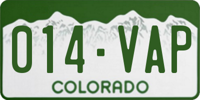 CO license plate 014VAP