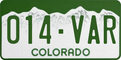 CO license plate 014VAR