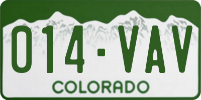 CO license plate 014VAV