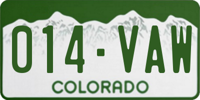 CO license plate 014VAW