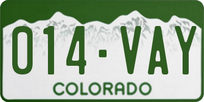 CO license plate 014VAY