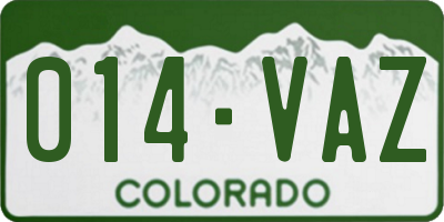 CO license plate 014VAZ