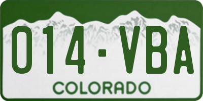 CO license plate 014VBA