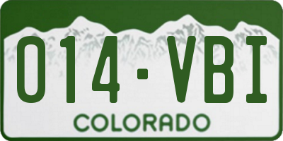 CO license plate 014VBI
