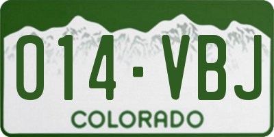 CO license plate 014VBJ